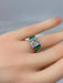 Ring 52 Art Deco Ring Platinum, 1,55ct Diamond and Emeralds 58 Facettes