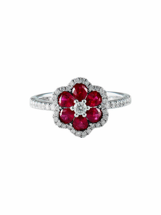 Bague Bague Fleur Rubis 58 Facettes