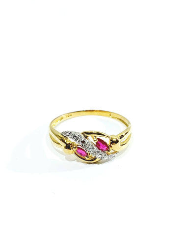 Bague 58.5 Bague or diamants Rubis 58 Facettes