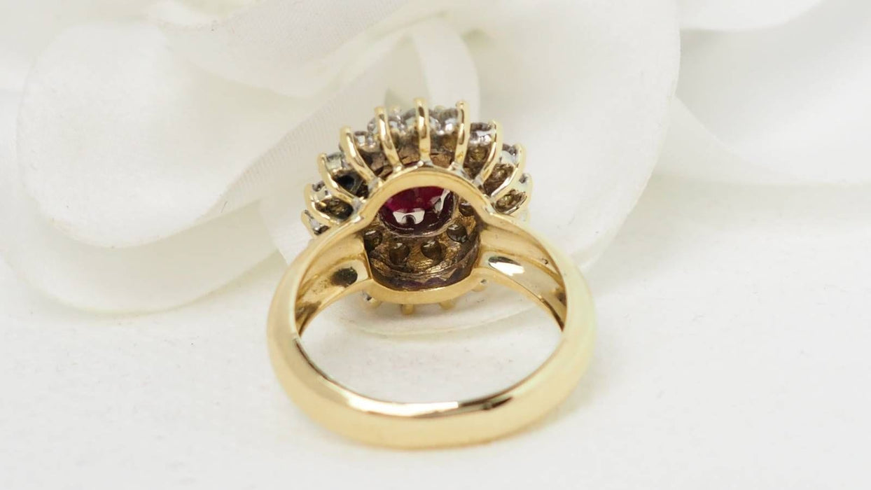 Bague 54.5 Bague pompadour or jaune rubis diamants 58 Facettes 32369