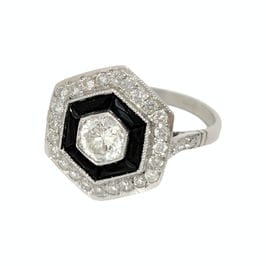 Bague 54.5 Bague Art Déco onyx et diamants 58 Facettes 1-1200/1