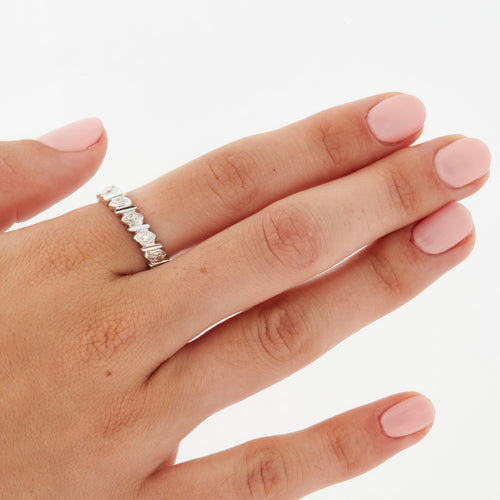 Bague 60 Alliance tour complet Or blanc Diamants 58 Facettes RÉF 12023/17