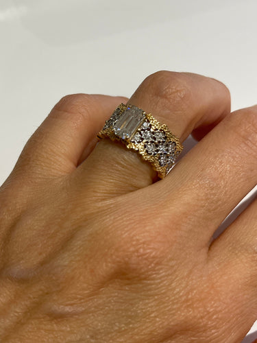 Bague Bague dentelle diamant taille émeraude 1.51 ct 58 Facettes