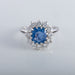 Ring 57 Marguerite ring in white gold, diamonds and Ceylon sapphire 58 Facettes