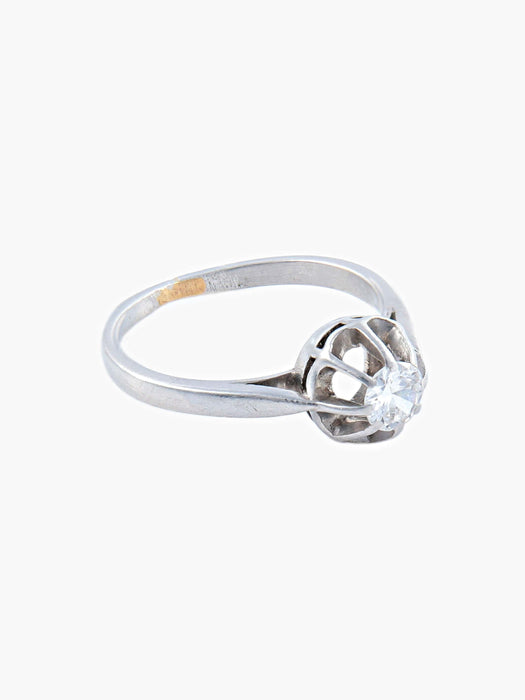 Bague 49.5 BAGUE PLATINE SOLITAIRE DIAMANT STYLE RETRO 58 Facettes