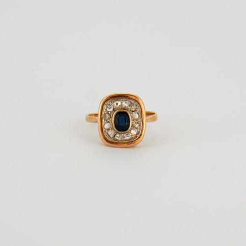 Bague 49 Bague Saphir coussin Diamants 58 Facettes EL2-42