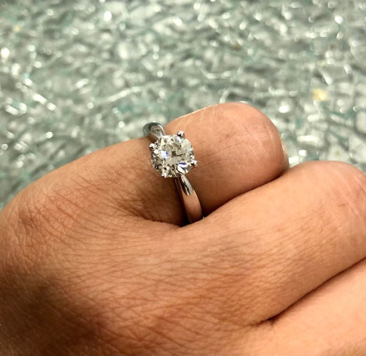 49.5 Bague solitaire diamant 1,28 ct or blanc 58 Facettes