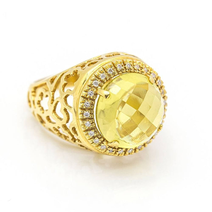 Bague 55.5 Bague Diamant en Or jaune et Quartz Citron 58 Facettes D359671LF
