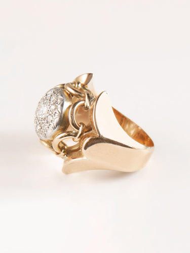 Bague Bague Rétro en or jaune, platine et diamants 58 Facettes