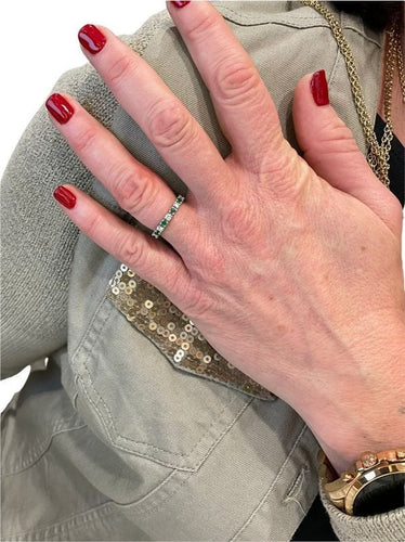 Bague ALLIANCE ÉMERAUDES ET DIAMANTS 58 Facettes 044261