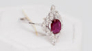 Ring Marquise ring in white gold, rubies and shuttle diamonds 58 Facettes 29917