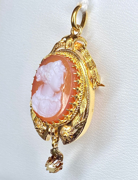 Broche Broche pendentif Camée Perles Epoque Napoléon III 58 Facettes AB188