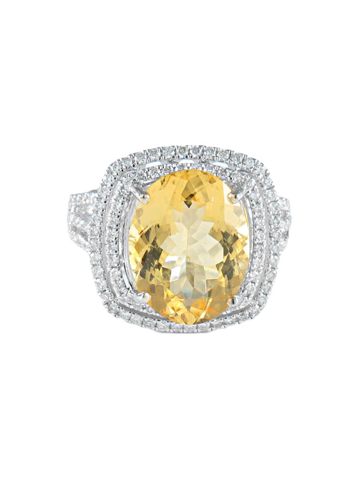 Bague 52 Bague Tourmaline jaune Diamants 58 Facettes