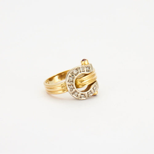 Bague 50 Bague fer à cheval, en Or jaune, diamants 58 Facettes