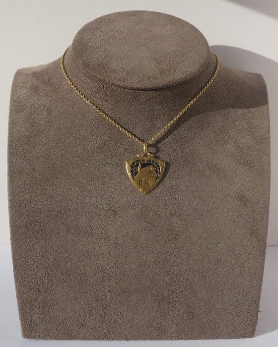 Pendentif MONIER rare pendentif ancien Cœur chaumière émail plique à jour or 58 Facettes