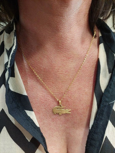 Pendentif PENDENTIF CROCODILE OR JAUNE 58 Facettes 070261