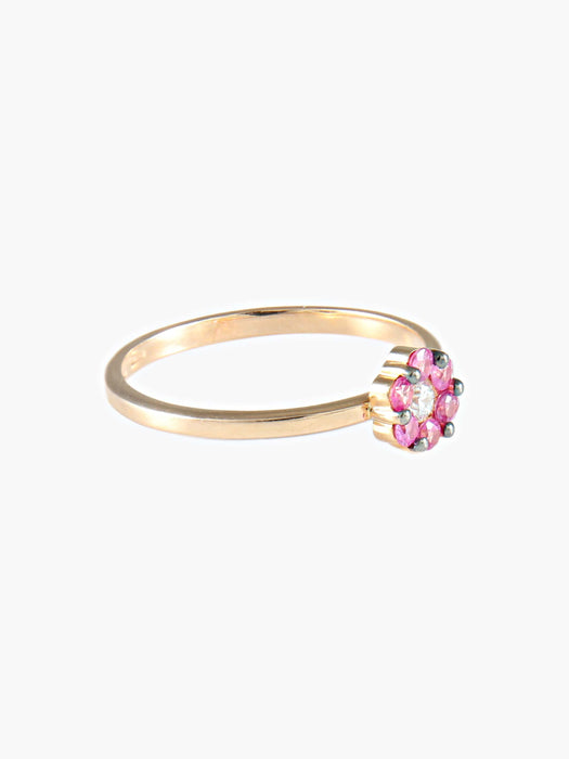 Bague 52 Bague Fleur Saphirs roses 58 Facettes