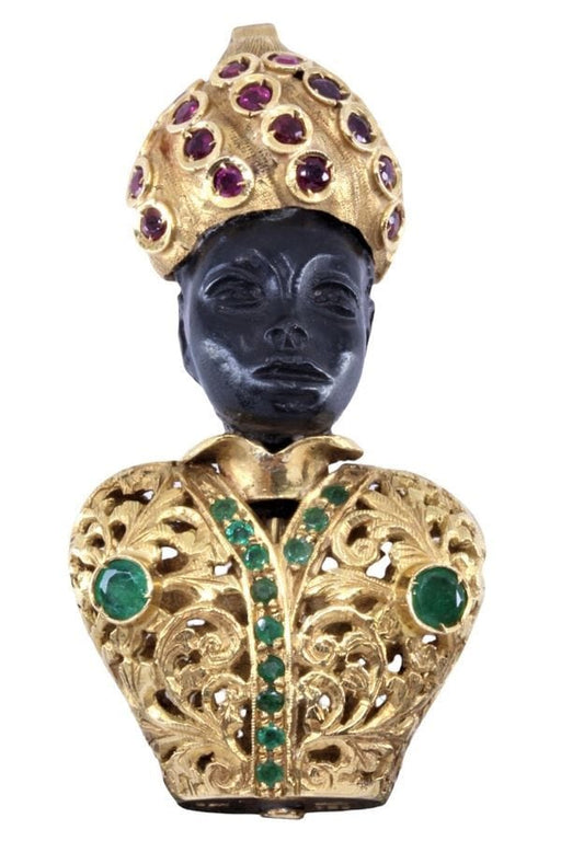 MOOR'S HEAD PENDANT WITH EMERALDS AND RUBY 58 Facettes 070551