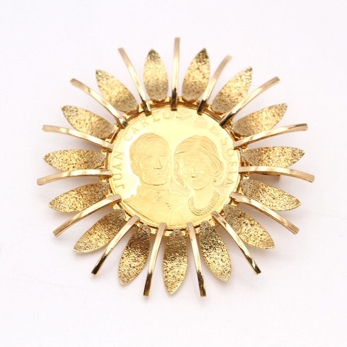 Pendentif Pendentif/Broche Soleil Or jaune pièce Rois d'Espagne 58 Facettes E358132B