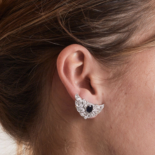 Boucles d'oreilles Boucles d'oreilles style Art Déco Saphirs Diamants 58 Facettes