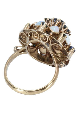 Bague BAGUE ORNEMENTALE OPALES ET SAPHIRS 58 Facettes 057911
