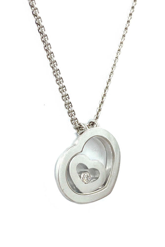 Collier Chopard. Happy Spirit, pendentif or blanc 18K et diamant 58 Facettes