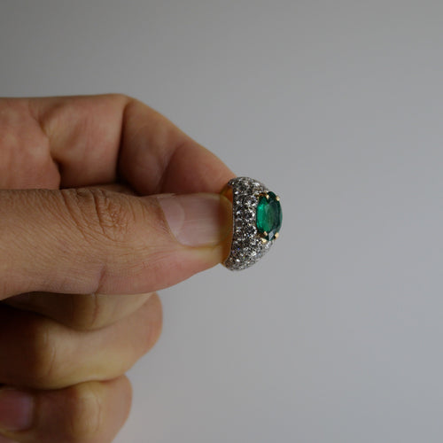 Bague 49-49.5 Cartier - Bague Vintage Émeraude et diamants 58 Facettes