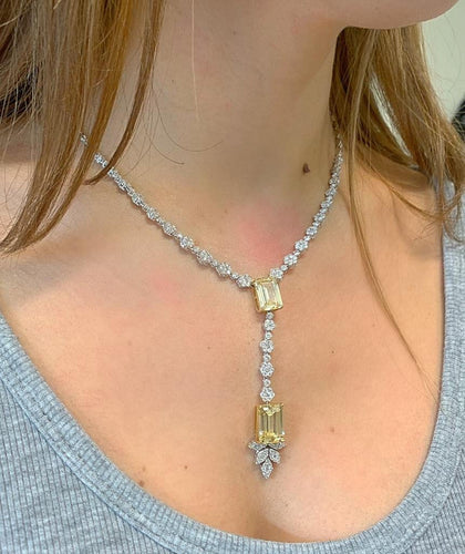 Collier Collier Or blanc Diamants et Pierres Jaunes 58 Facettes 20400000471