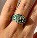 Ring Art deco style ring in platinum with diamonds and emeralds 58 Facettes
