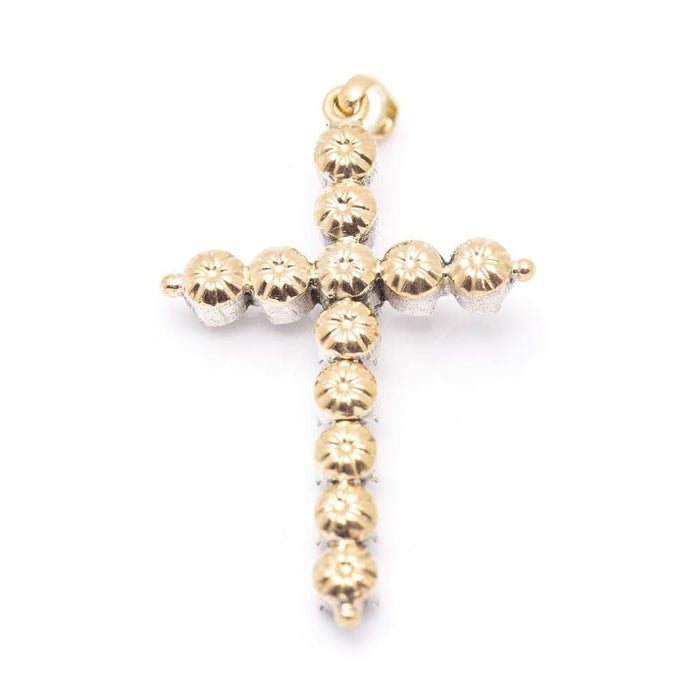 Pendentif Pendentif Croix Argent et Or jaune Diamants 58 Facettes D359885JC