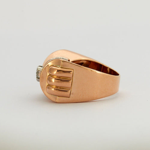 Bague 50 Bague Tank or rose platine diamants 58 Facettes