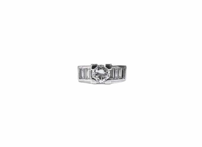 Bague Bague solitaire diamant avec baguettes 58 Facettes SOLO.BAGTT-751.1