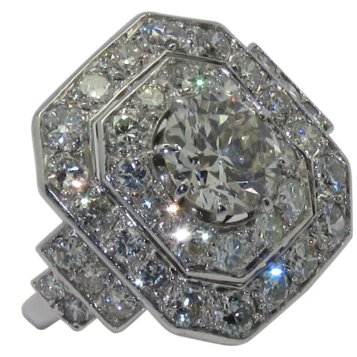 Ring Art Deco Ring Platinum Diamonds 58 Facettes