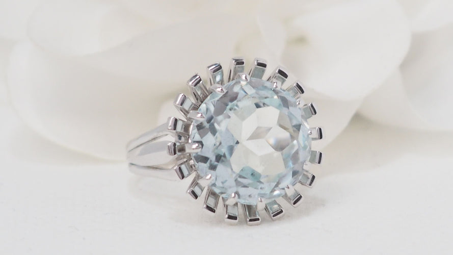 Bague 58 Bague vintage Aigue-marine 58 Facettes 32325