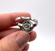 Ring Art deco style ring platinum diamonds emeralds onyx 58 Facettes