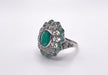 Ring Art deco style ring in platinum with emeralds and diamonds 58 Facettes