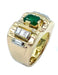 Ring Tank Ring 2 golds, emerald and diamonds 58 Facettes