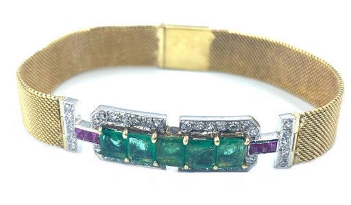 Bracelet Bracelet vintage 2 ors, émeraudes et diamants 58 Facettes
