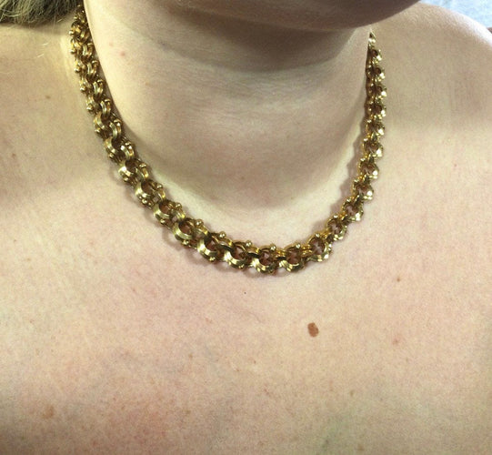 Collier Collier Or Rose maille entrelacée 58 Facettes 941194