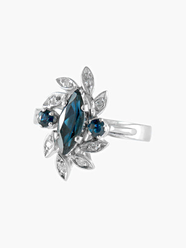 Bague BAGUE VINTAGE  SAPHIRS ET DIAMANTS OR BLANC 58 Facettes