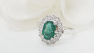 Ring 53 Daisy ring White gold Emerald Diamonds 58 Facettes 32514