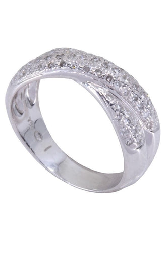Bague 57 BAGUE ENTRELACÉE OR BLANC DIAMANTS 58 Facettes 078321