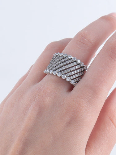 Bague Bague Or Blanc, Pavage en diamants 58 Facettes