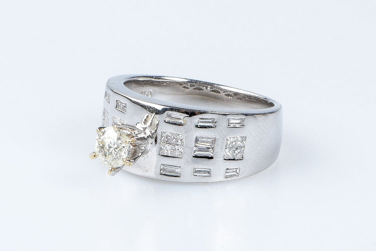 Bague 54 Bague Solitaire accompagné diamant 0.45ct 58 Facettes BG-14141-96