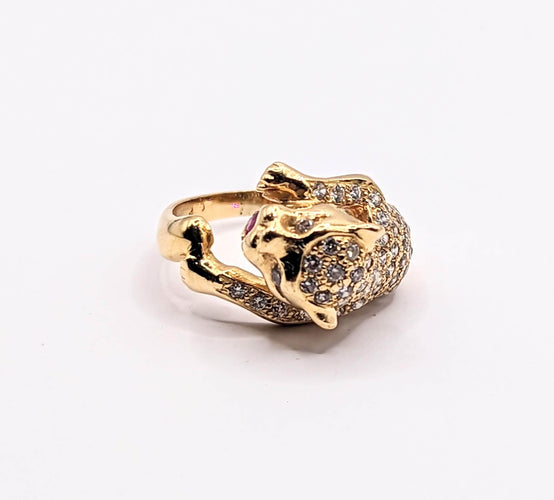 Bague Bague panthère en or et pavage diamants 58 Facettes