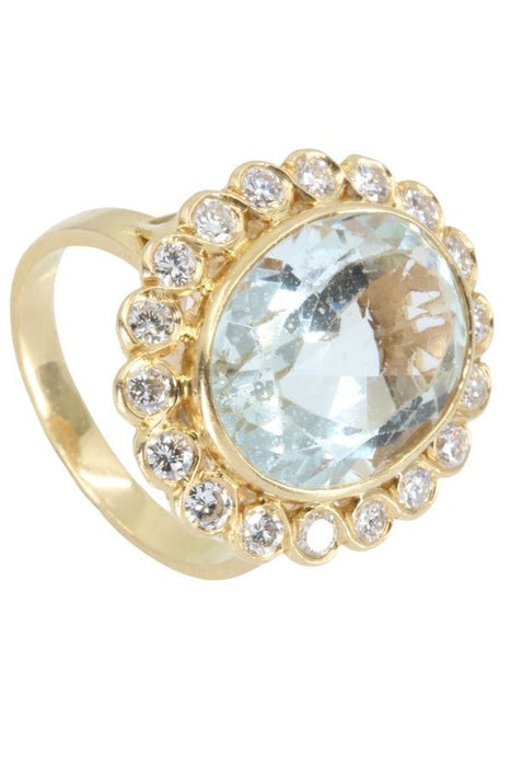 Bague BAGUE MARGUERITE AIGUE MARINE ET DIAMANTS 58 Facettes 048061