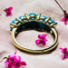 Ring 55 Yellow Gold Garter Ring, Turquoises Cabochons & Diamonds 58 Facettes B66B