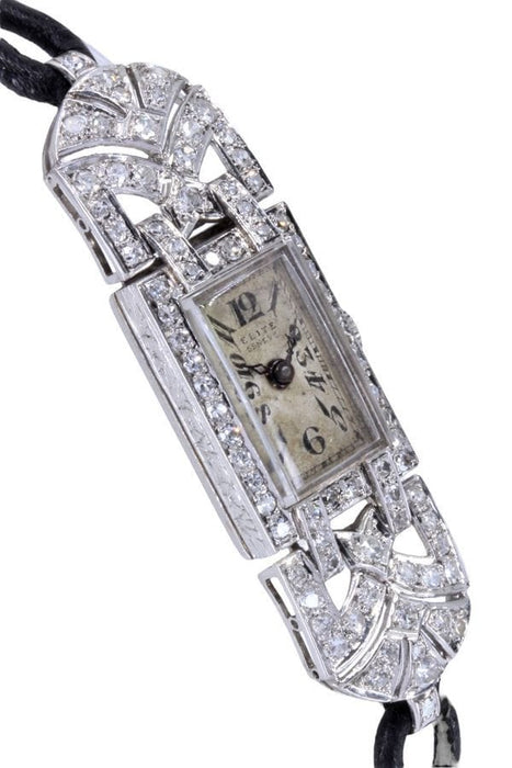 Montre MONTRE ELITE ART-DÉCO PLATINE ET DIAMANTS 58 Facettes 062041