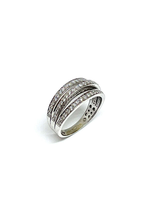 Bague Bague or blanc 2 lignes de diamants 58 Facettes