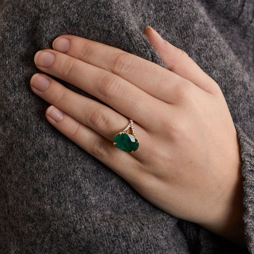 Bague 54 Bague Emeraude 8.50cts Diamants 58 Facettes